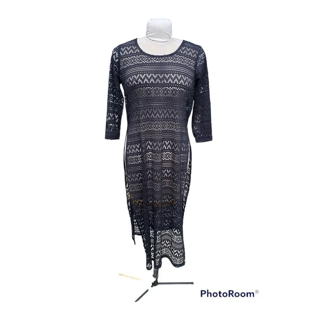 Black Lacer Swim Suite Cover-Up Sz. S by Cato Vacation Beach